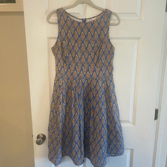 eShakti Leaf Print Banded Waist Cotton Dress size 14 (check measurements) - Picture 1 of 15